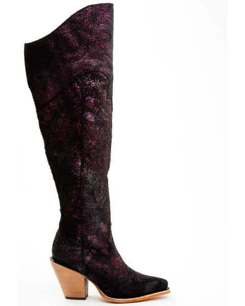 Image #2 - Corral Women's Metallic Tall Western Boots - Snip Toe , Black/purple, hi-res