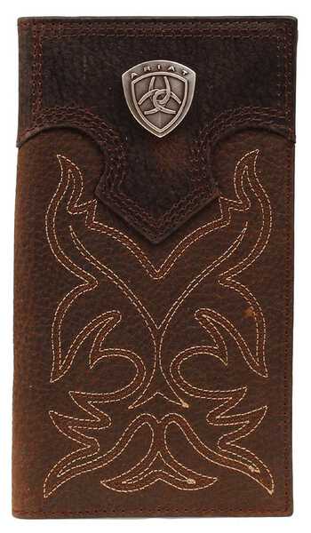 Ariat Boot Stitched Rodeo Wallet, Brown, hi-res
