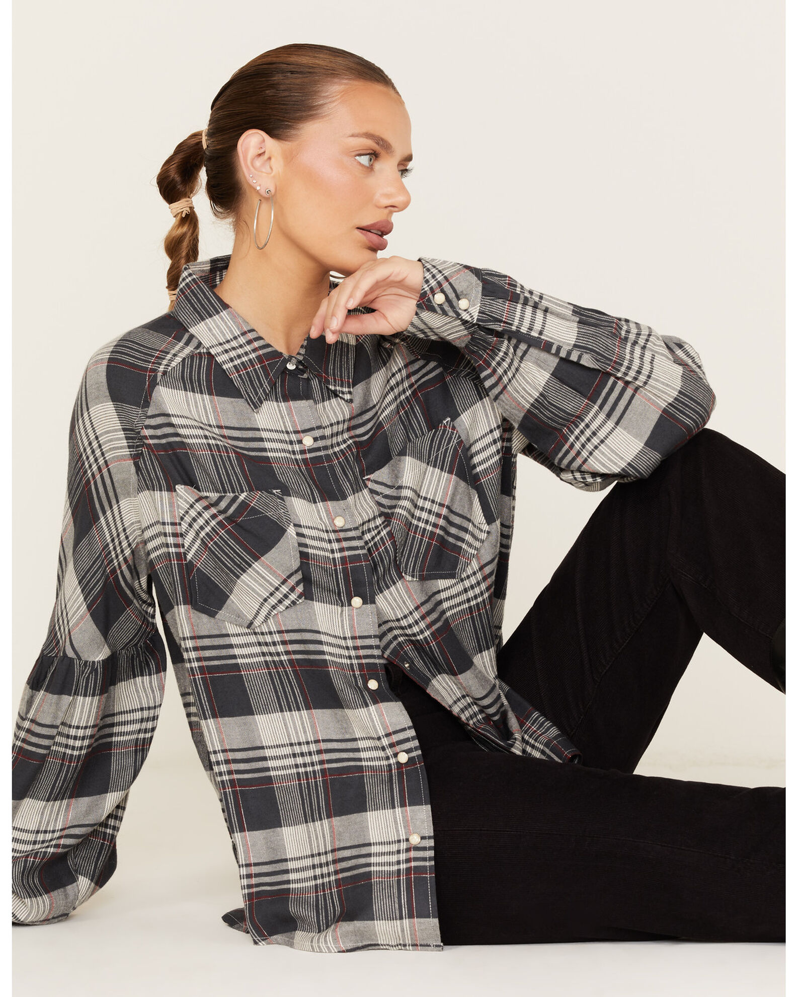 Wrangler Retro Women s Plaid Print Long Sleeve Pearl Snap Shirt Sheplers