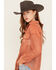 Image #2 - Very J Women's Crochet Button-Down Shirt, Rust Copper, hi-res