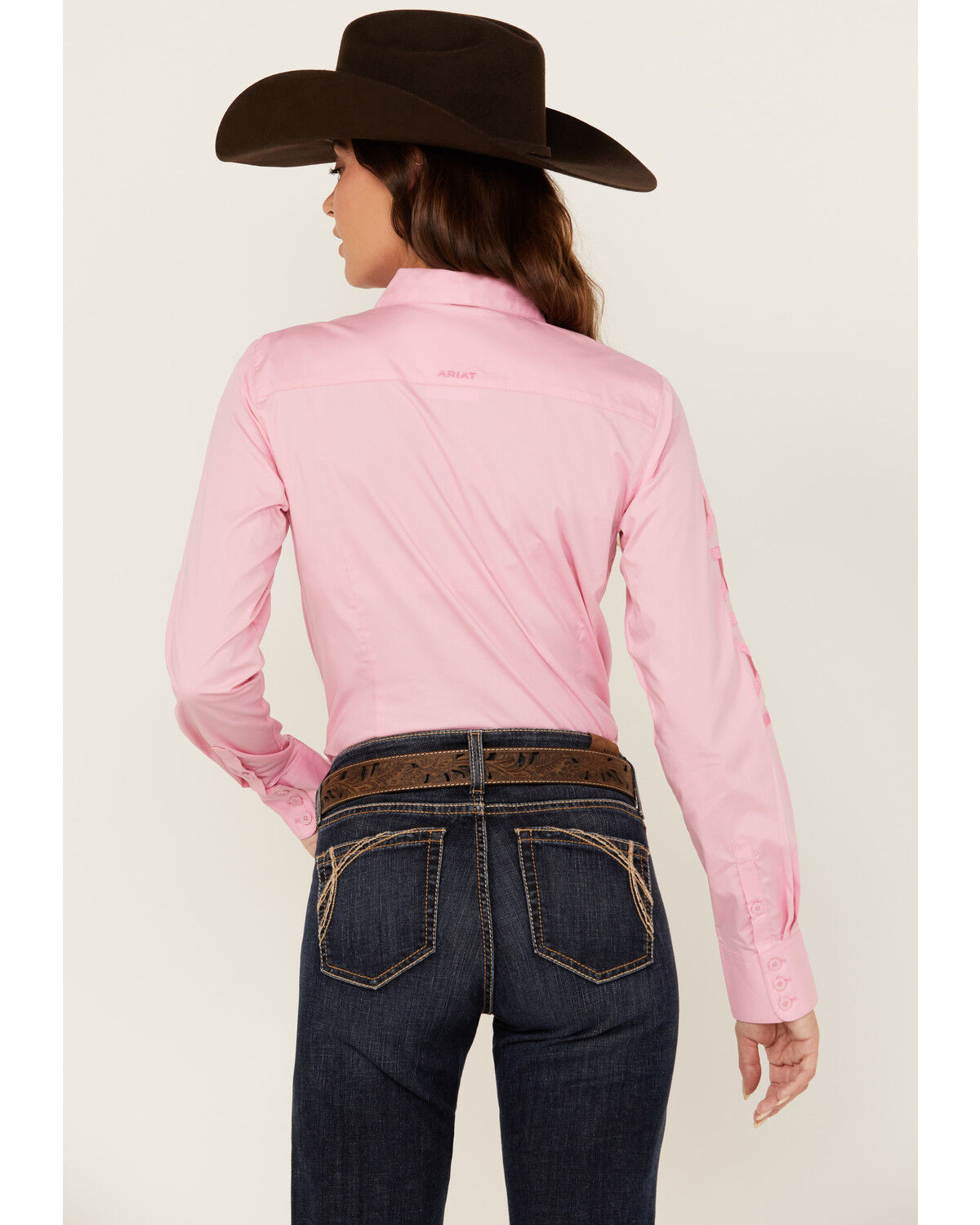 Image #4 - Ariat Women's R.E.A.L Team Kirby Long Sleeve Button-Down Stretch Western Shirt, Pink, hi-res