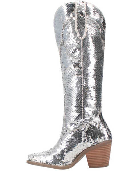 Image #3 - Dingo Women's Sequin Dance Hall Queen Tall Western Boots - Snip Toe , Silver, hi-res