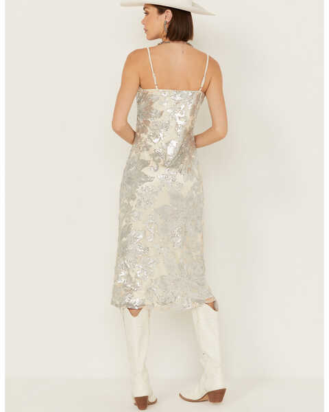 Image #4 - Sadie & Sage Women's Aura Floral Sequins Midi Dress, Silver, hi-res