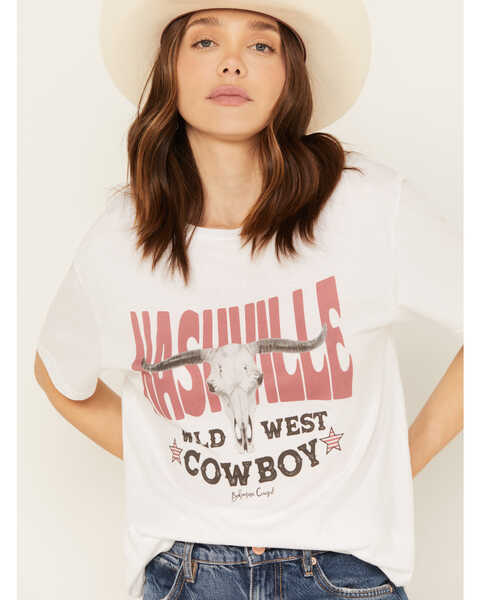 Image #1 - Bohemian Cowgirl Women's Nashville Wild West Cowboy Graphic Tee, White, hi-res