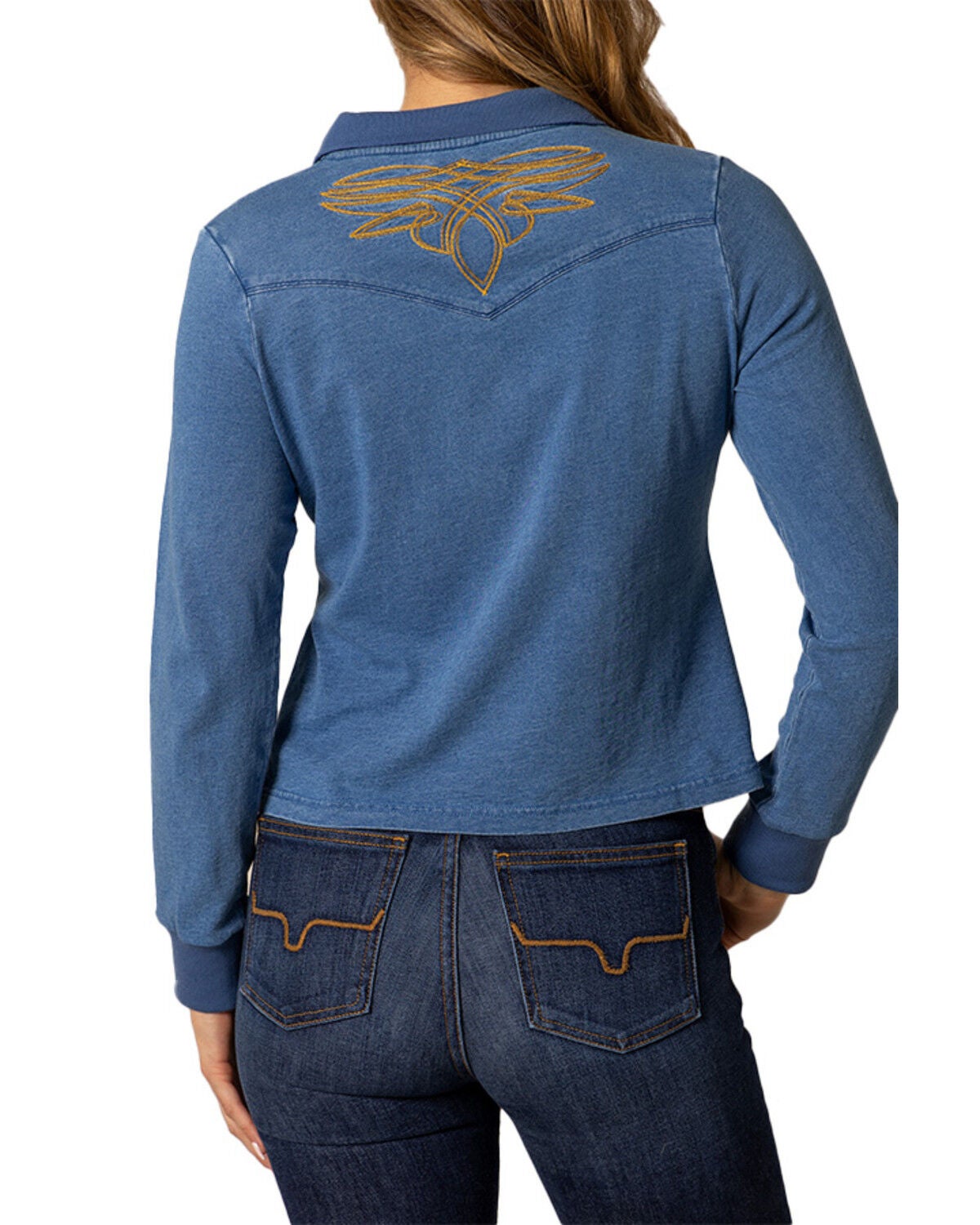 Image #2 - Kimes Ranch Women's Bluebell Embroidered Long Sleeve Polo, Blue, hi-res