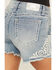 Image #4 - Grace In LA Women's Embellished Light Wash Mid Rise Cutoff Stretch Denim Shorts, Light Wash, hi-res