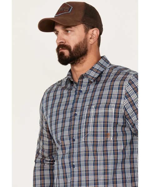 Image #2 - Brothers and Sons Men's Marietta Plaid Print Long Sleeve Button Down Performance Western Shirt, Dark Blue, hi-res