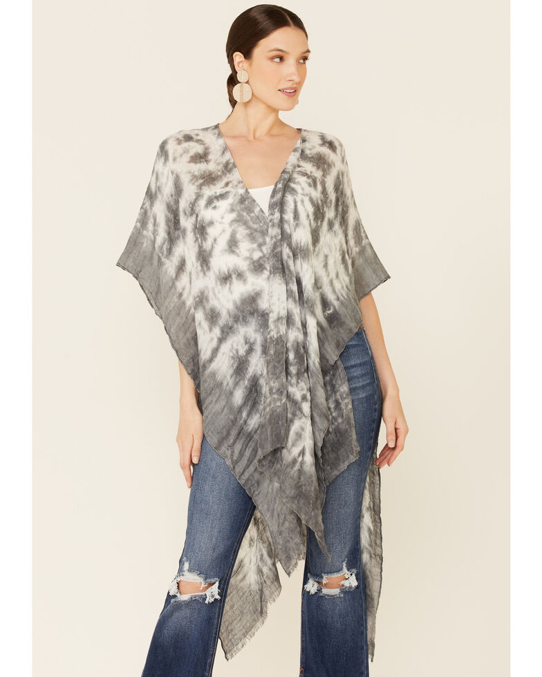 Shyanne Women's Tie Dye Shawl , Charcoal, hi-res