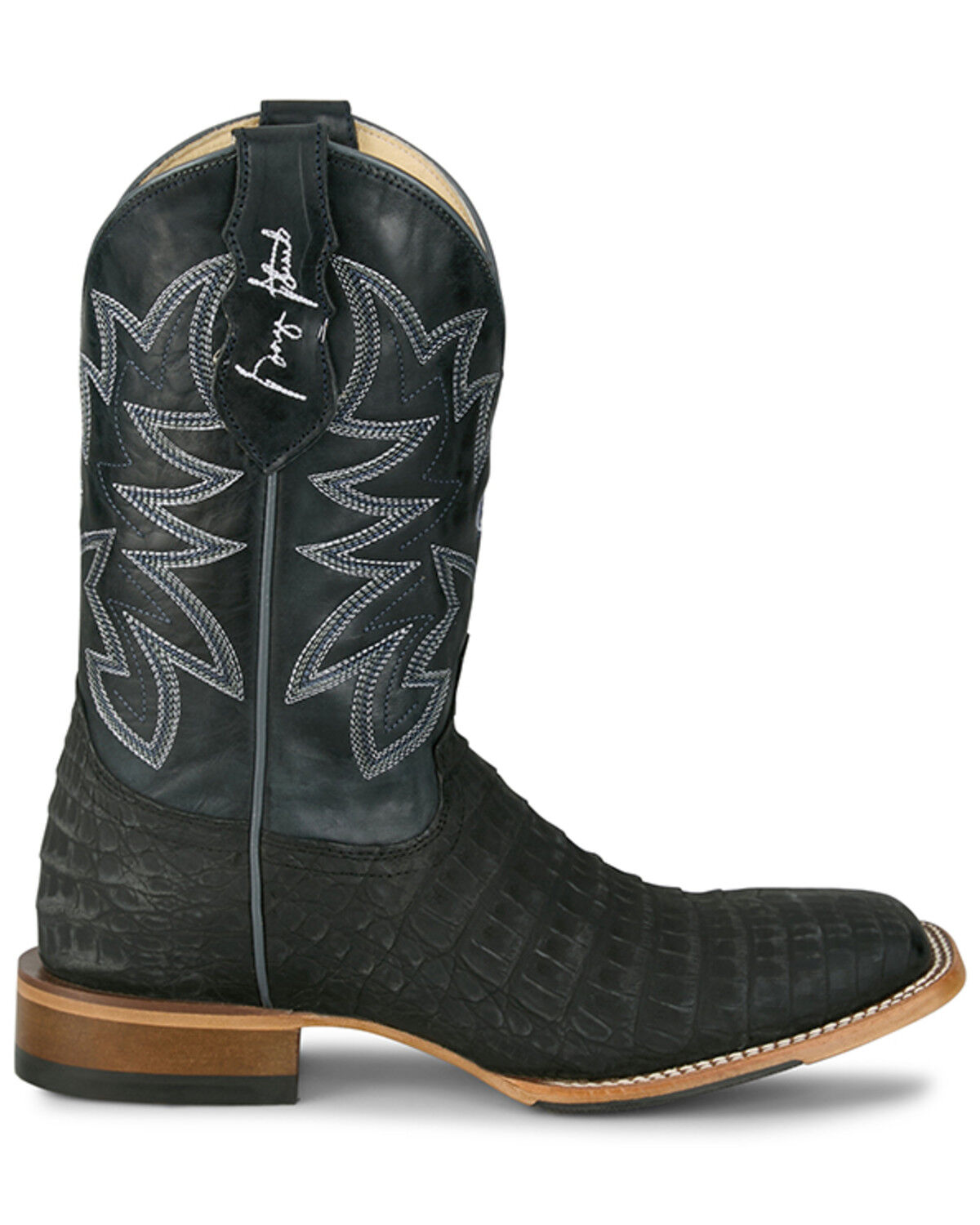 Image #2 - Justin Men's San Antone Exotic Caiman Western Boots - Broad Square Toe, Blue, hi-res