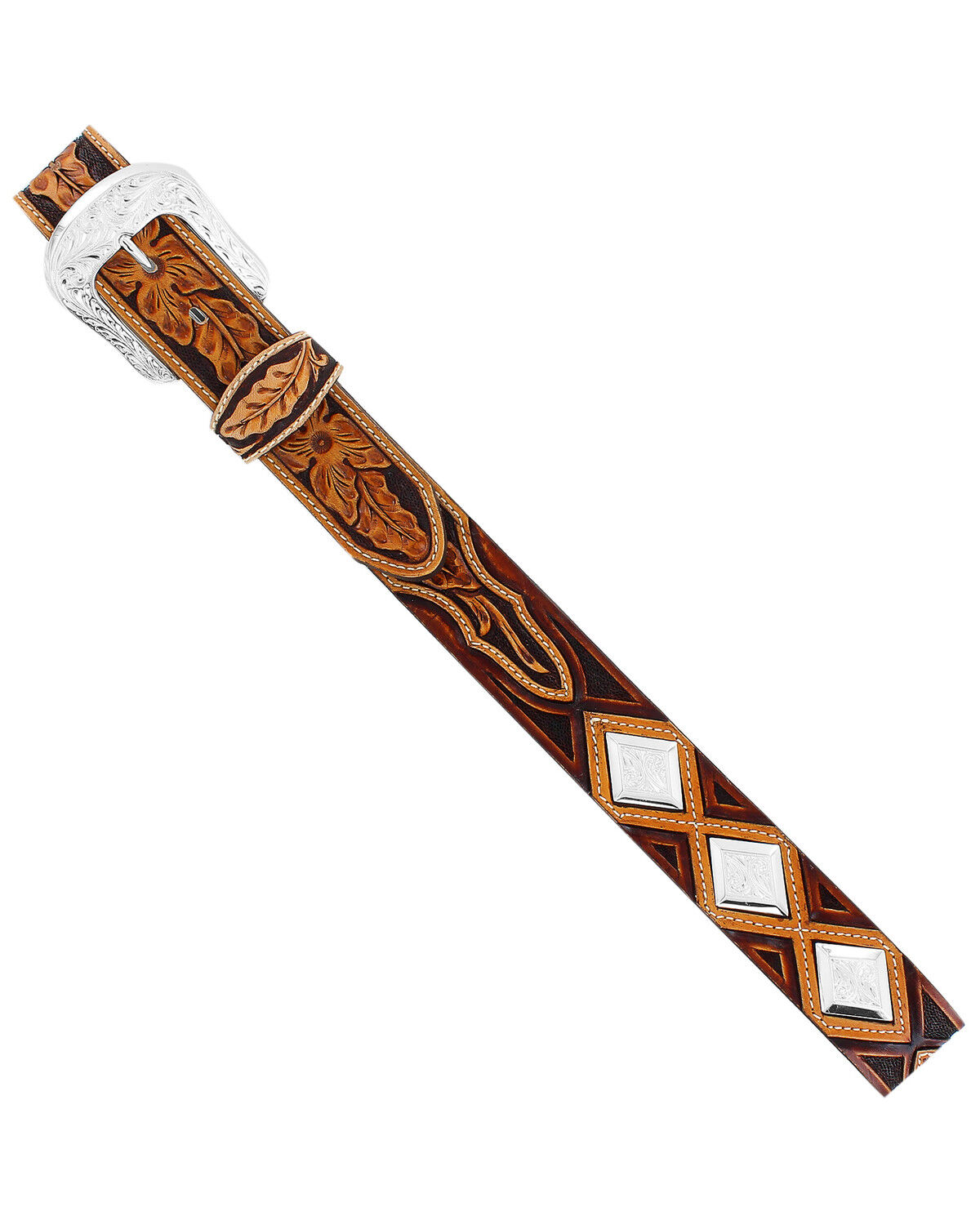 Image #3 - Tony Lama Men's Diamonte Western Belt, Brown, hi-res
