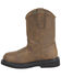 Georgia Boys' Pull-On Work Boots, Brown, hi-res
