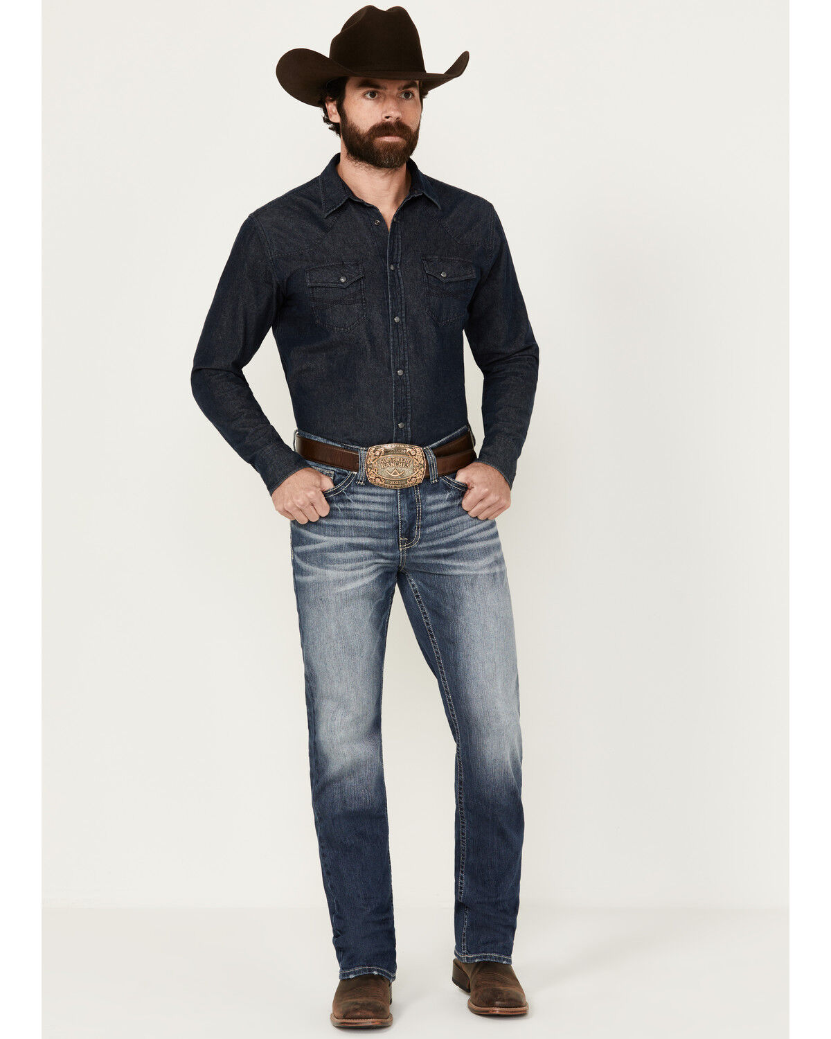 Image #1 - Cody James Men's Medium Wash Alamo Slim Straight Stretch Denim Jeans, Medium Wash, hi-res