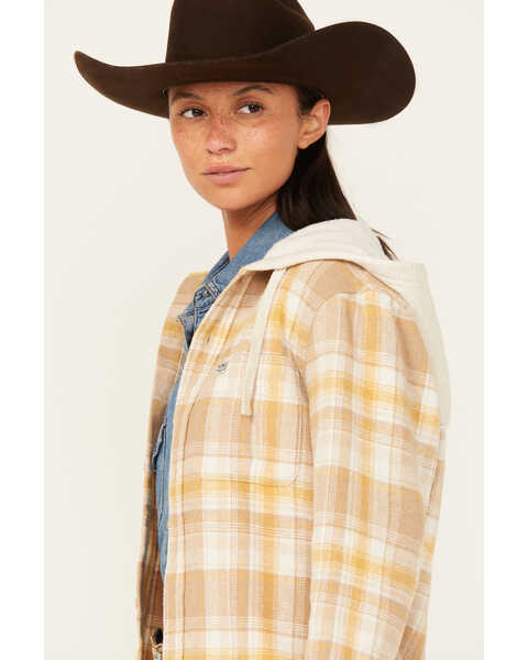 Image #2 - Kimes Ranch Delano Plaid Print Hooded Flannel Jacket , Mustard, hi-res