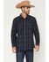 Image #1 - Moonshine Spirit Men's Stage Light Plaid Print Long Sleeve Snap Flannel Shirt, Blue, hi-res