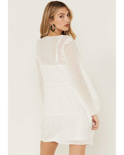 Image #3 - Wrangler Women's Poet Sleeve Lace Tiered Dress, White, hi-res