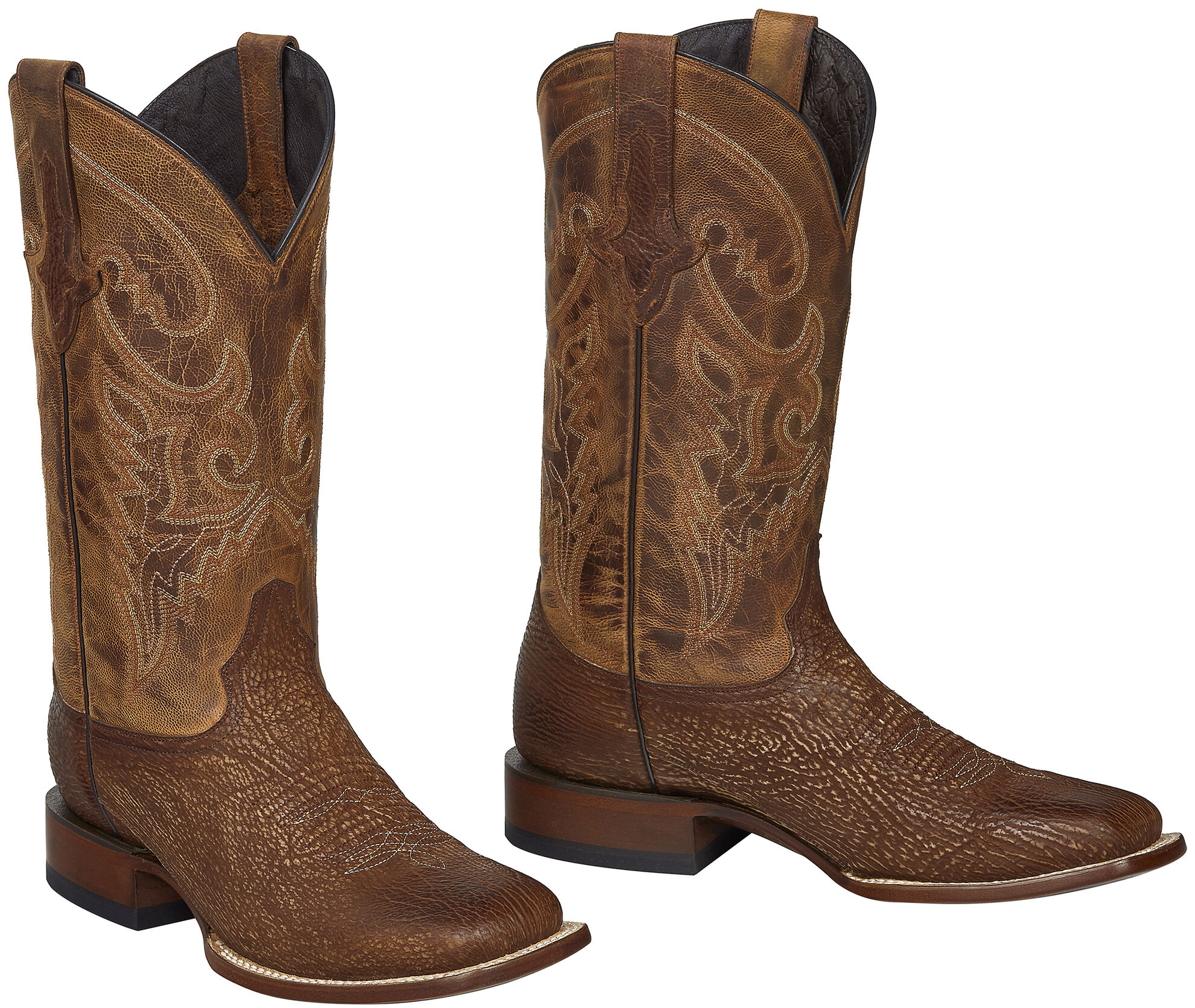 Lucchese Handmade Cognac Ryan Shark Cowboy Boots Square Toe Sheplers