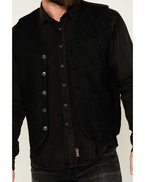 Image #3 - Moonshine Spirit Men's Innovator Pinstripe Denim Vest , Black, hi-res