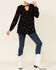 Shyanne Women's Floral Print Long Sleeve Peasant Tunic , Black, hi-res