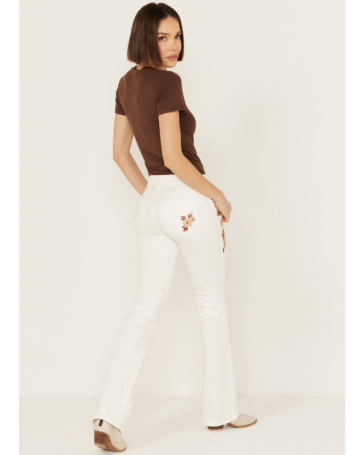 Image #3 - Shyanne Women's Payson Floral Embroidered Novelty Bootcut Comfort Stretch Denim Jeans, Natural, hi-res