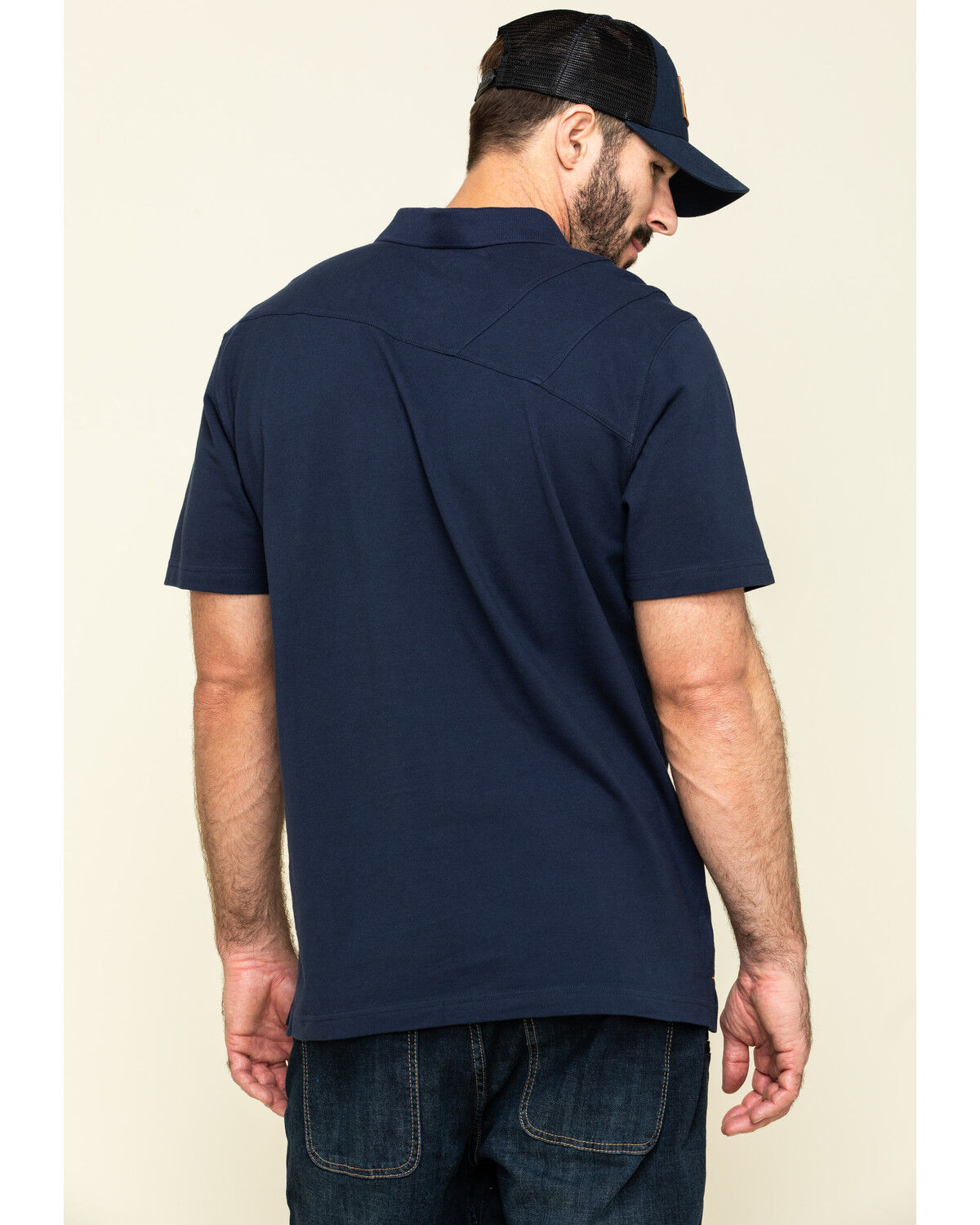 Image #2 - Hawx Men's Navy Miller Pique Short Sleeve Work Polo Shirt, Navy, hi-res