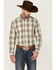 Roper Men's Saddle Large Plaid Print Long Sleeve Button Down Western Shirt , Tan, hi-res