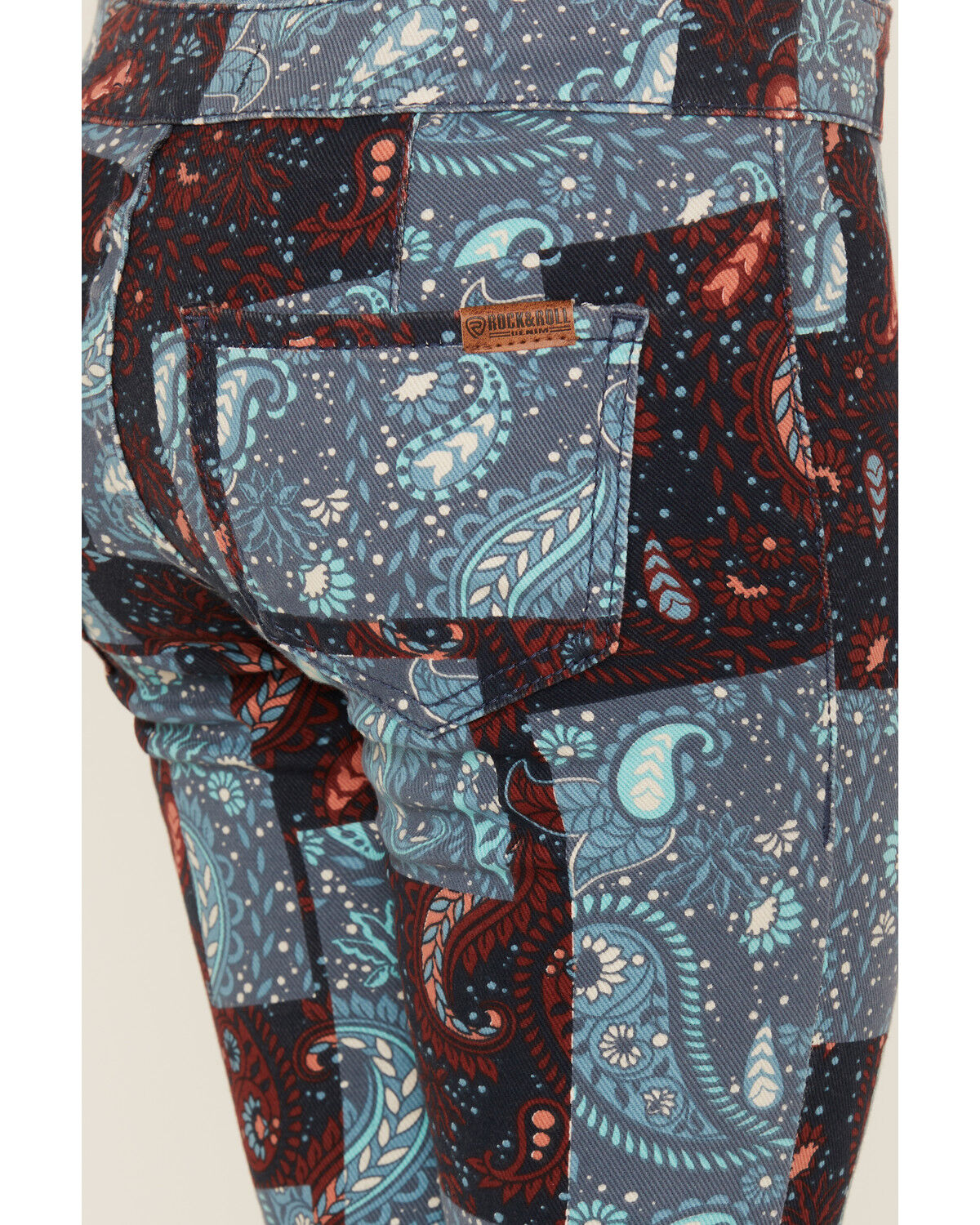 Image #4 - Rock & Roll Denim Girls' Patchwork Print Flare Jeans, Multi, hi-res