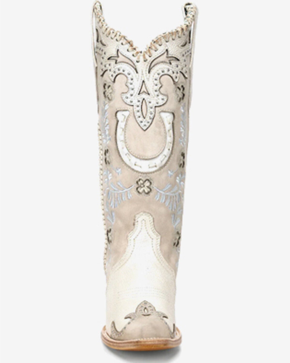 Image #3 - Corral Women's Honey Horseshoe Overlay Western Boots - Snip Toe, Ivory, hi-res