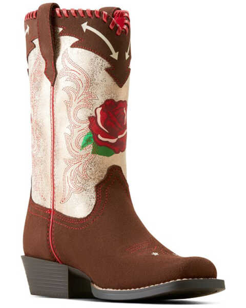 Ariat X Rodeo Quincy Girls' Futurity Western Boots - Square Toe , Brown, hi-res