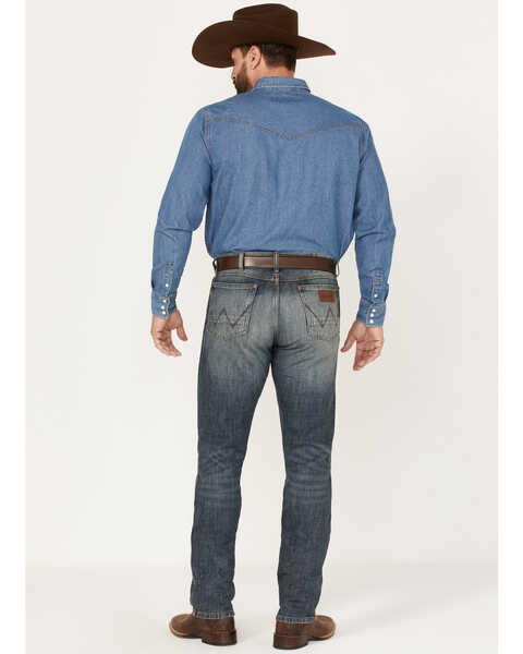 Image #3 - Wrangler Retro Men's Dark Night Medium Wash Slim Straight Stretch Denim Jeans, Medium Wash, hi-res