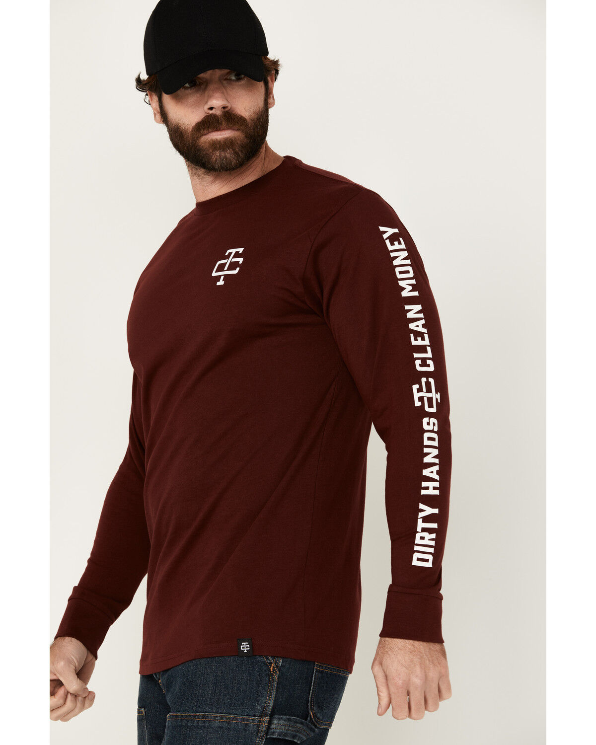 Image #1 - Troll Co Men's Grit Logo Long Sleeve Graphic Shirt, Maroon, hi-res