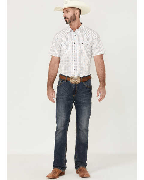 Image #2 - Moonshine Spirit Men's Cocopah Southwestern Print Short Sleeve Snap Western Shirt , White, hi-res