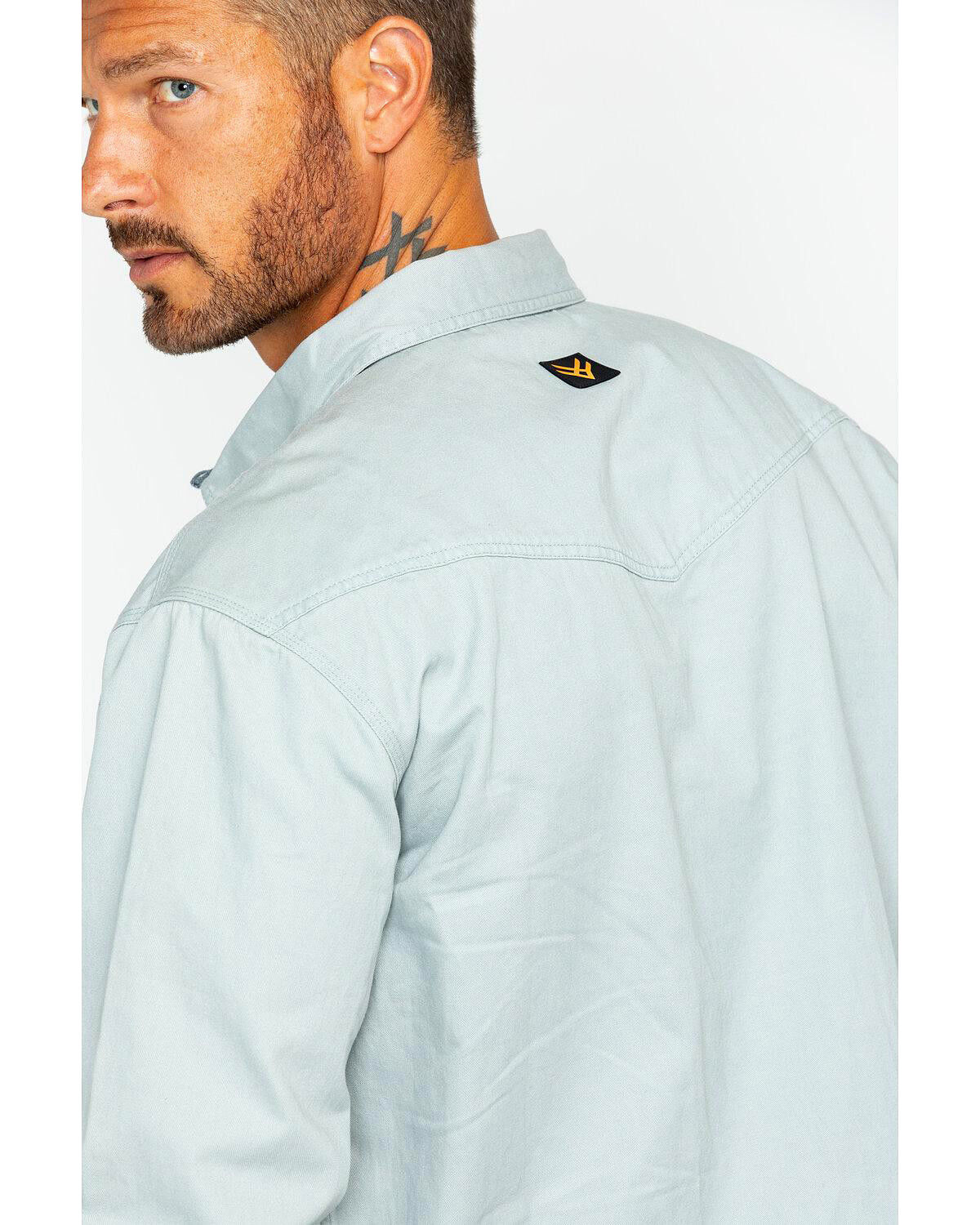 Image #5 - Hawx Men's Twill Pearl Snap Long Sleeve Western Work Shirt - Tall, Grey, hi-res