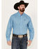 Cinch Men's Geo Print Long Sleeve Button-Down Western Shirt, Blue, hi-res