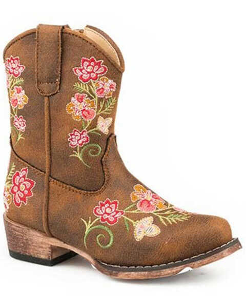 Image #1 - Roper Toddler Girls' Juliet Western Boots - Snip Toe, Tan, hi-res