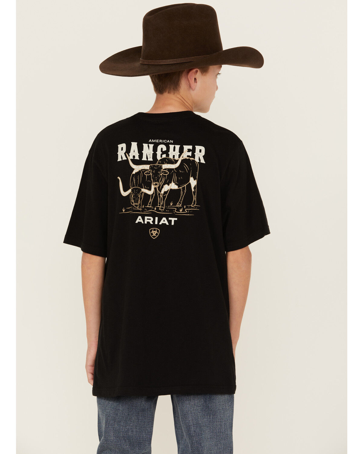 Image #4 - Ariat Boys' American Rancher Short Sleeve Graphic T-Shirt, Black, hi-res