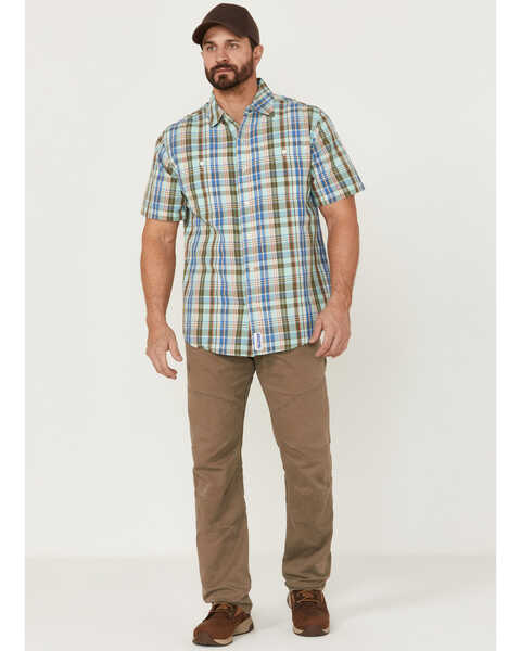 Image #2 - Resistol Men's Hampton Plaid Print Short Sleeve Button Down Western Shirt , Light Green, hi-res
