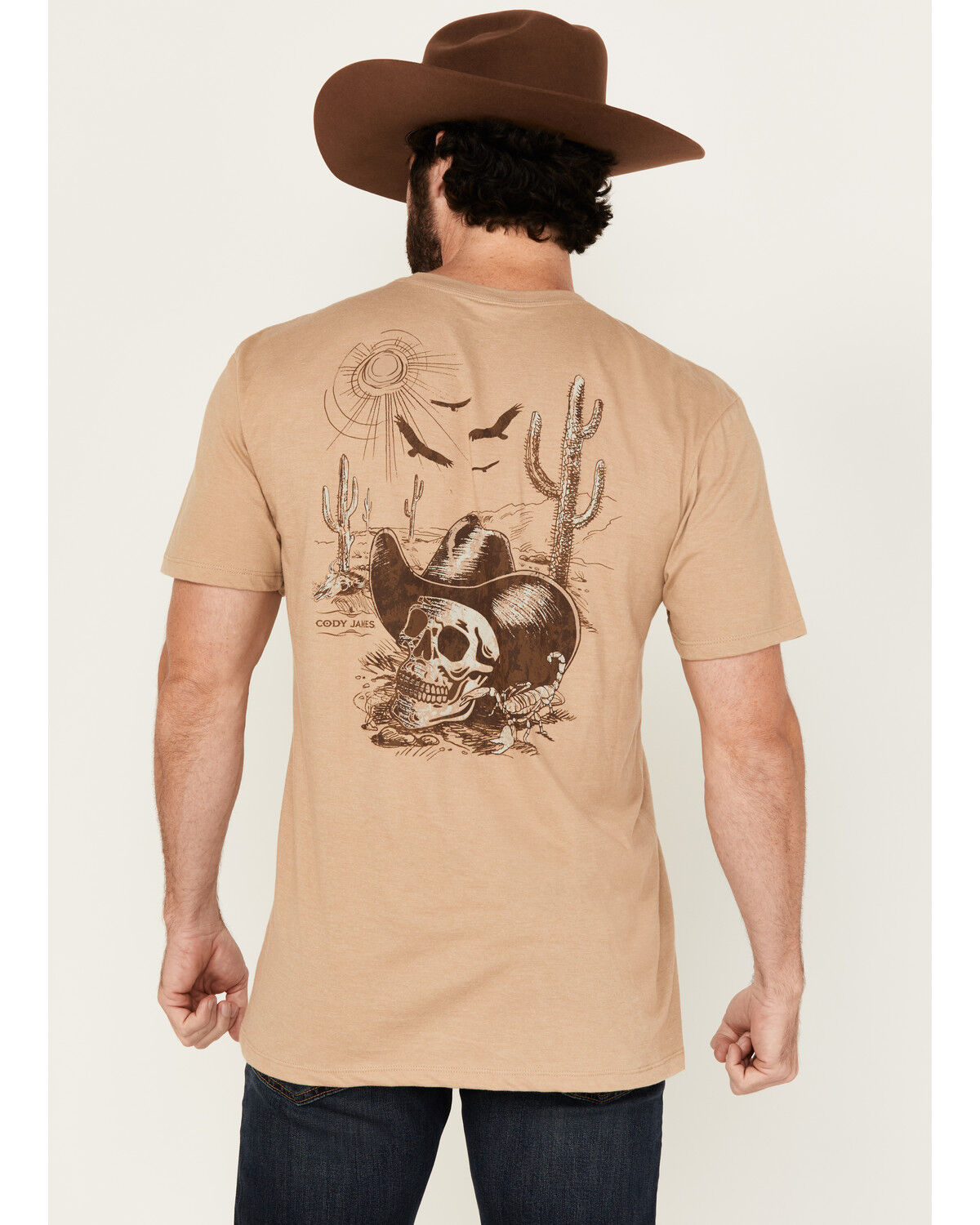 Image #1 - Cody James Men's Desert Skull Short Sleeve Graphic T-Shirt, Sand, hi-res