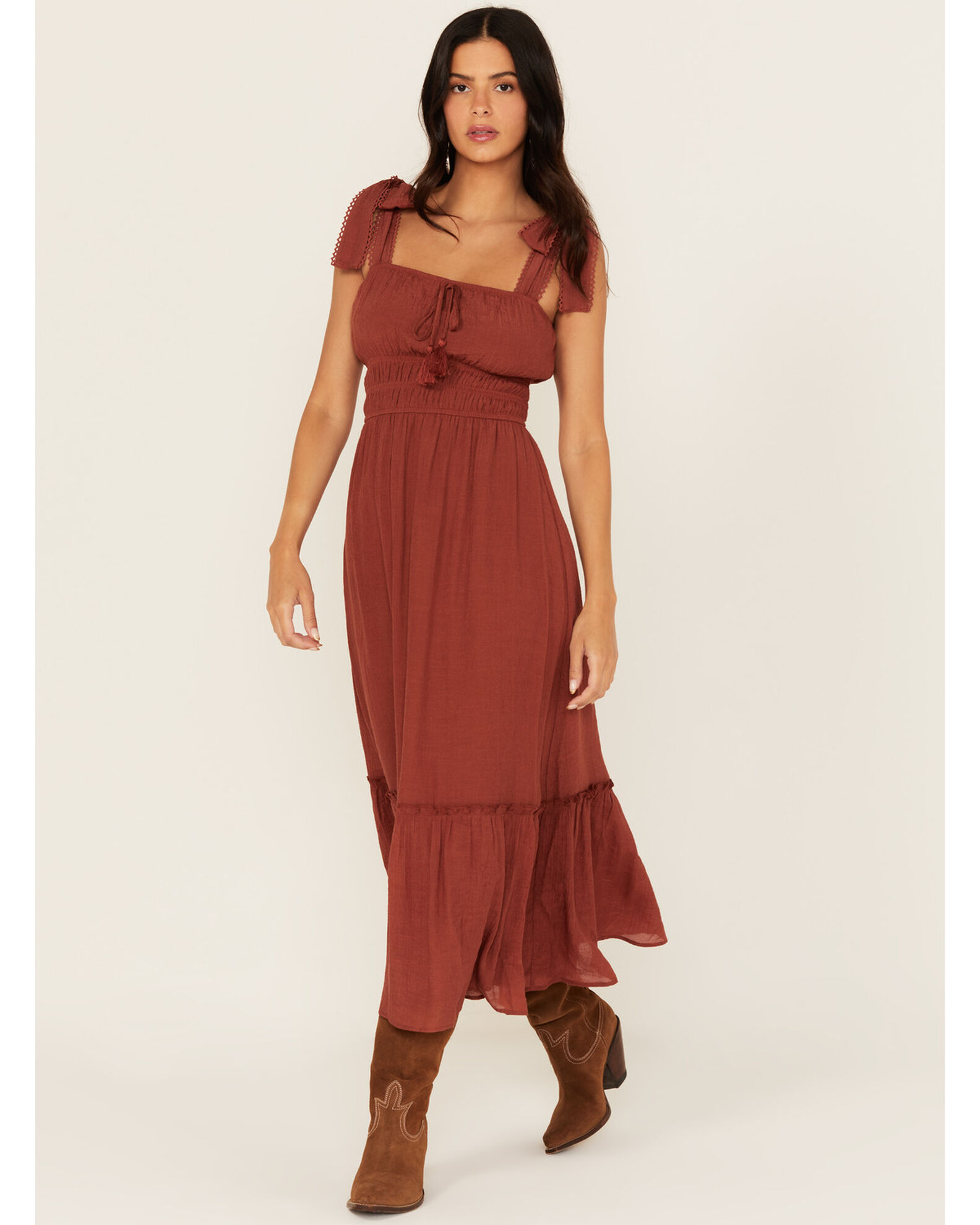 Trixxi Women s Smocked Waist Midi Dress