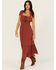 Image #1 - Trixxi Women's Smocked Waist Midi Dress, Rust Copper, hi-res