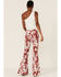 Image #4 - Saints & Hearts Women's Cow Print High Rise Raw Hem Flare Jeans, , hi-res