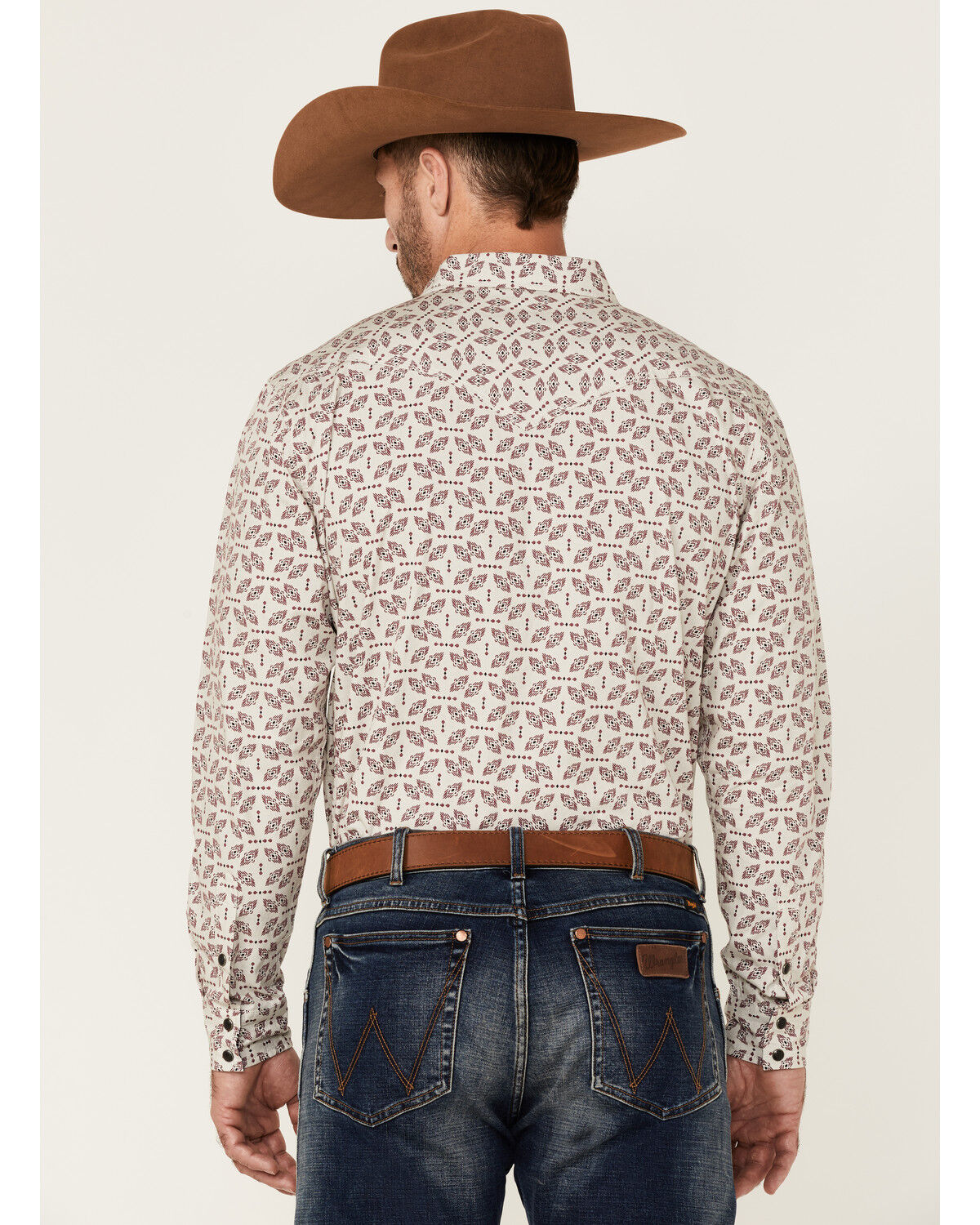 Image #4 - Moonshine Spirit Men's Sundial Southwestern Geo Print Long Sleeve Snap Western Shirt, Ivory, hi-res