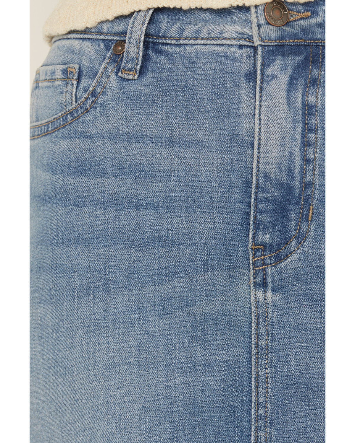 Image #2 - Shyanne Women's Ontario Light Wash Midi Stretch Denim Skirt, Light Wash, hi-res