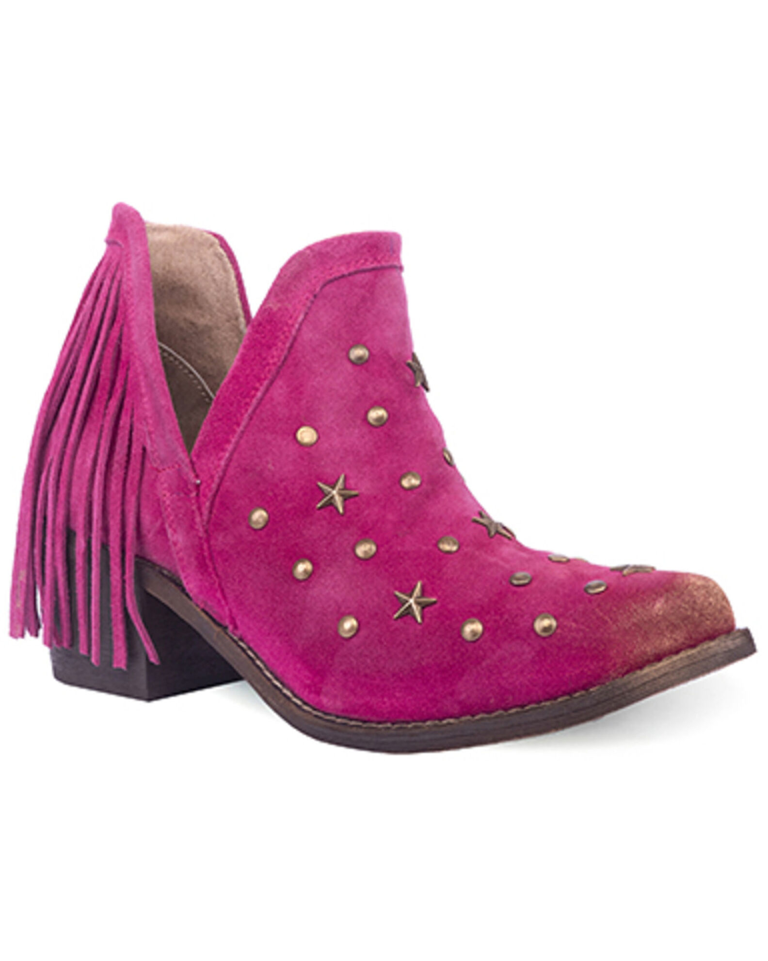 Pink fringe booties online