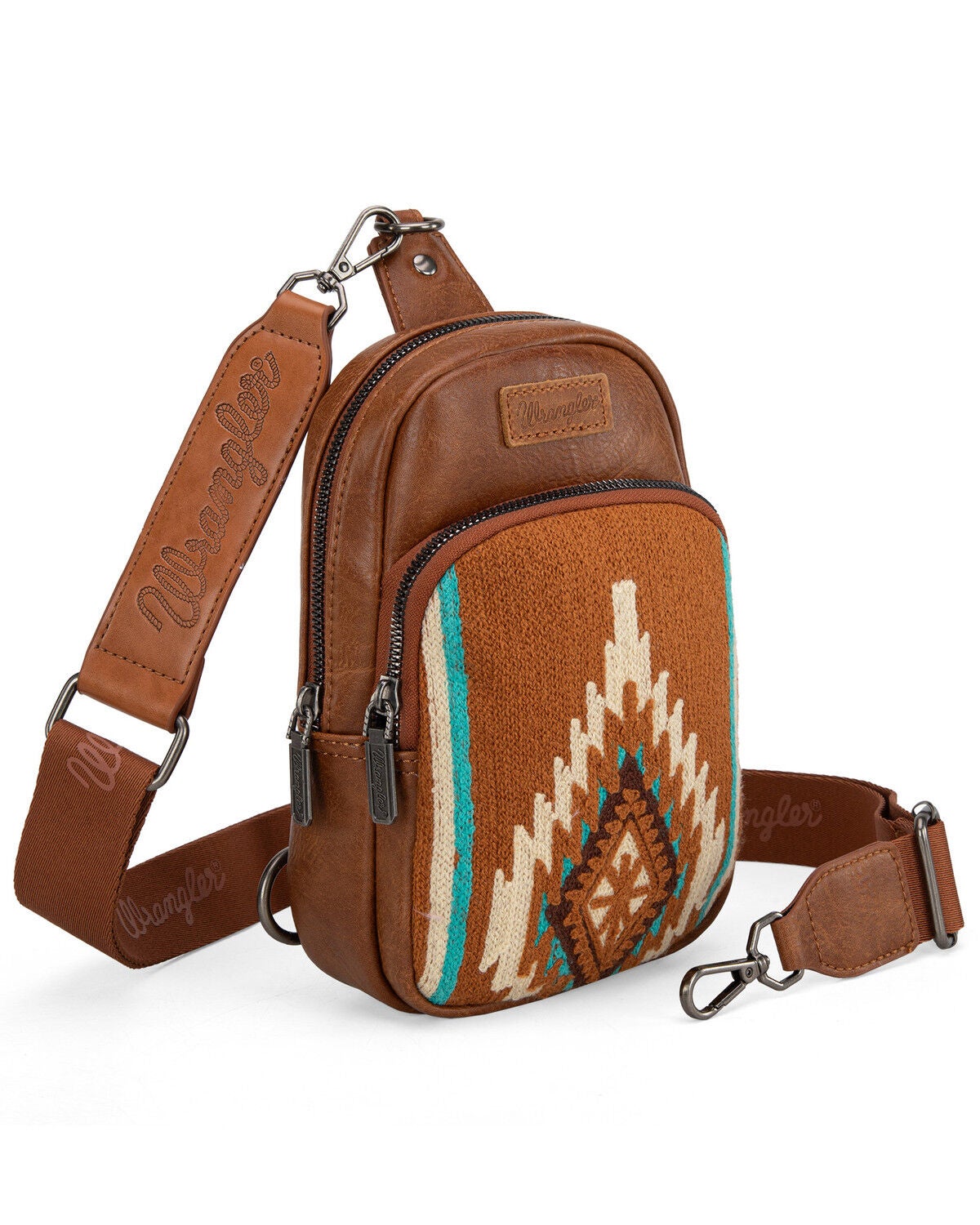 Wrangler Women's Daenerys Winter Southwestern Sling Bag, Brown, hi-res