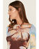 Image #2 - Wild Moss Women's Floral Print Long Sleeve Mesh Top, Multi, hi-res
