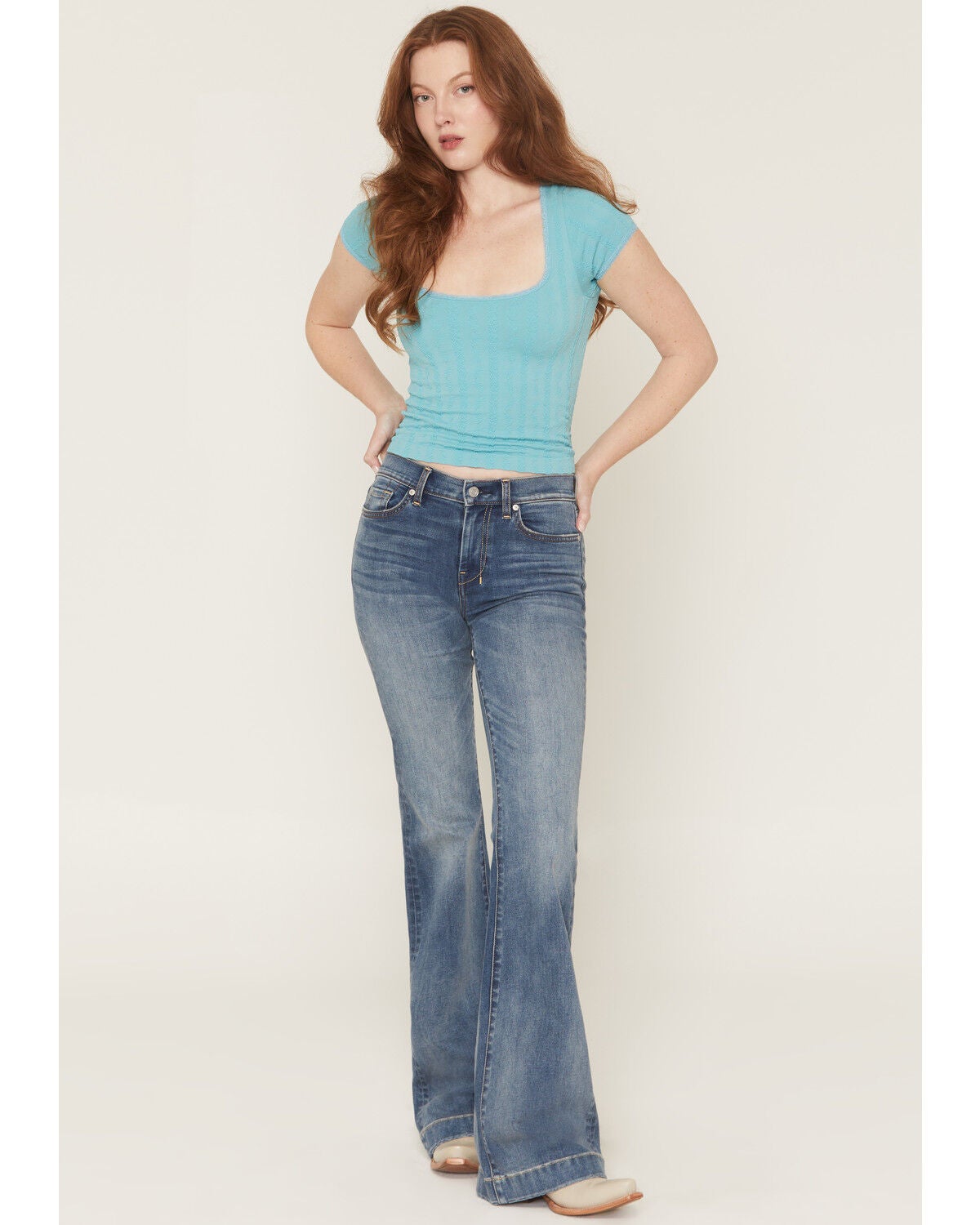 Image #3 - 7 For All Mankind Women's Medium Wash Mid Rise Dojo Wide Jeans, Blue, hi-res