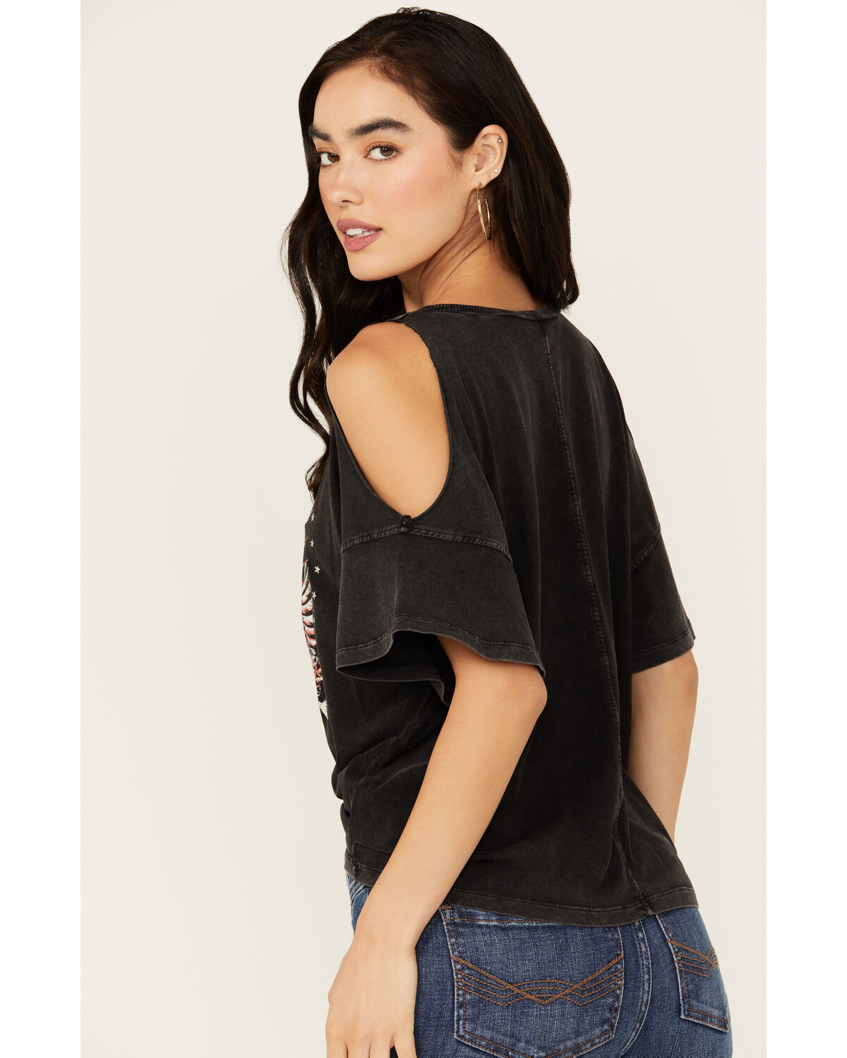 Image #4 - White Crow Women's Freebird Cold Shoulder Graphic Tee, Black, hi-res
