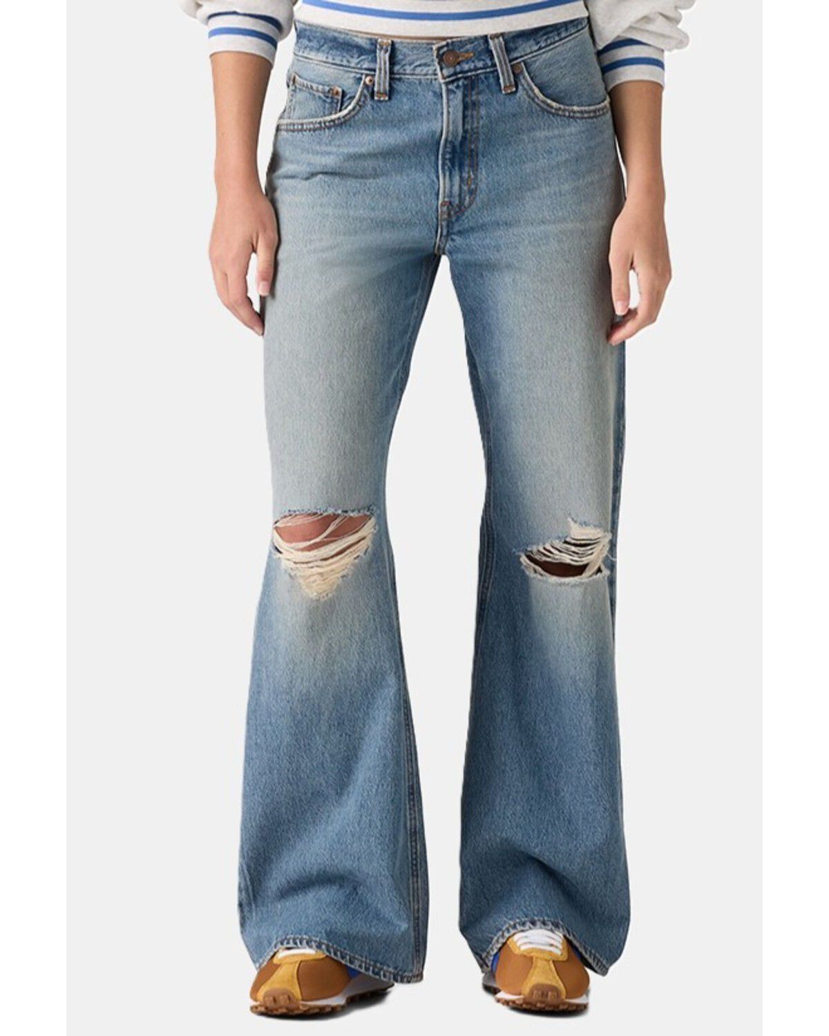 Image #1 - Levi's Women's Yellow Flag Medium Wash Mid Rise Loose Bootcut Denim Jeans, Medium Wash, hi-res