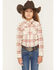 Image #1 - Shyanne Girls' Belle Plaid Print Long Sleeve Button-Down Flannel Shirt, Dark Pink, hi-res