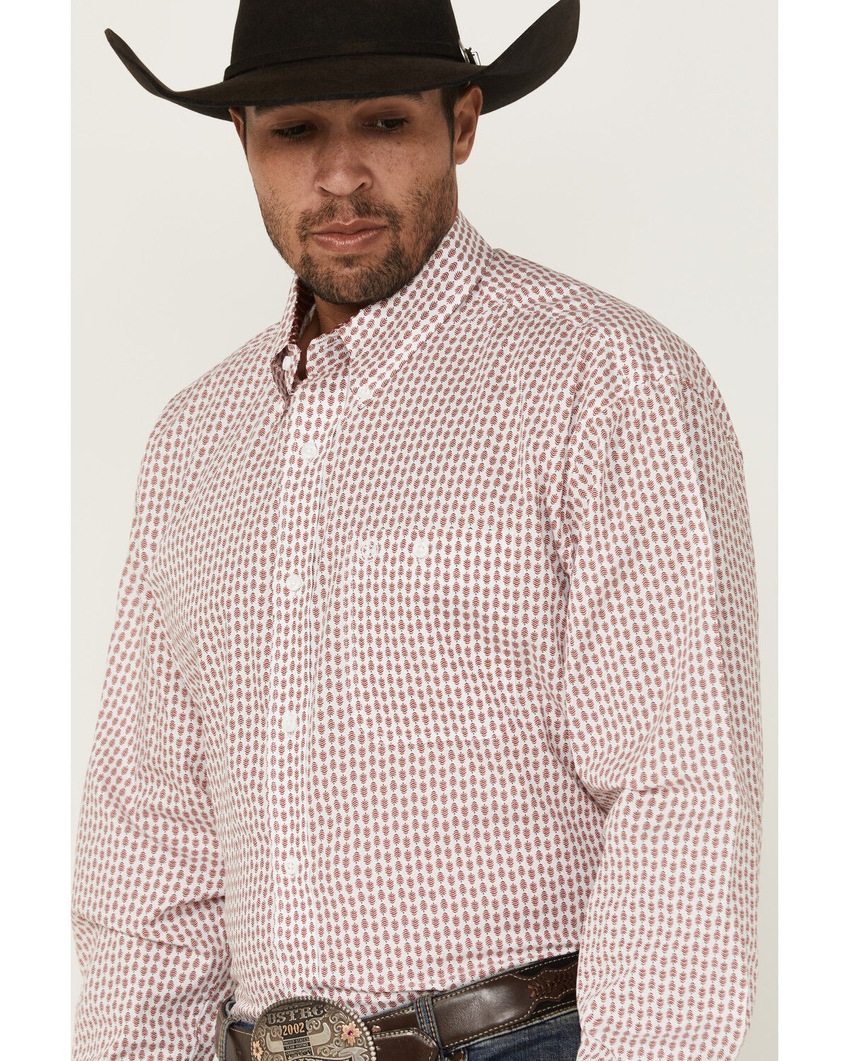 Image #2 - George Strait by Wrangler Men's Geo Print Long Sleeve Button-Down Stretch Western Shirt - Big, White, hi-res